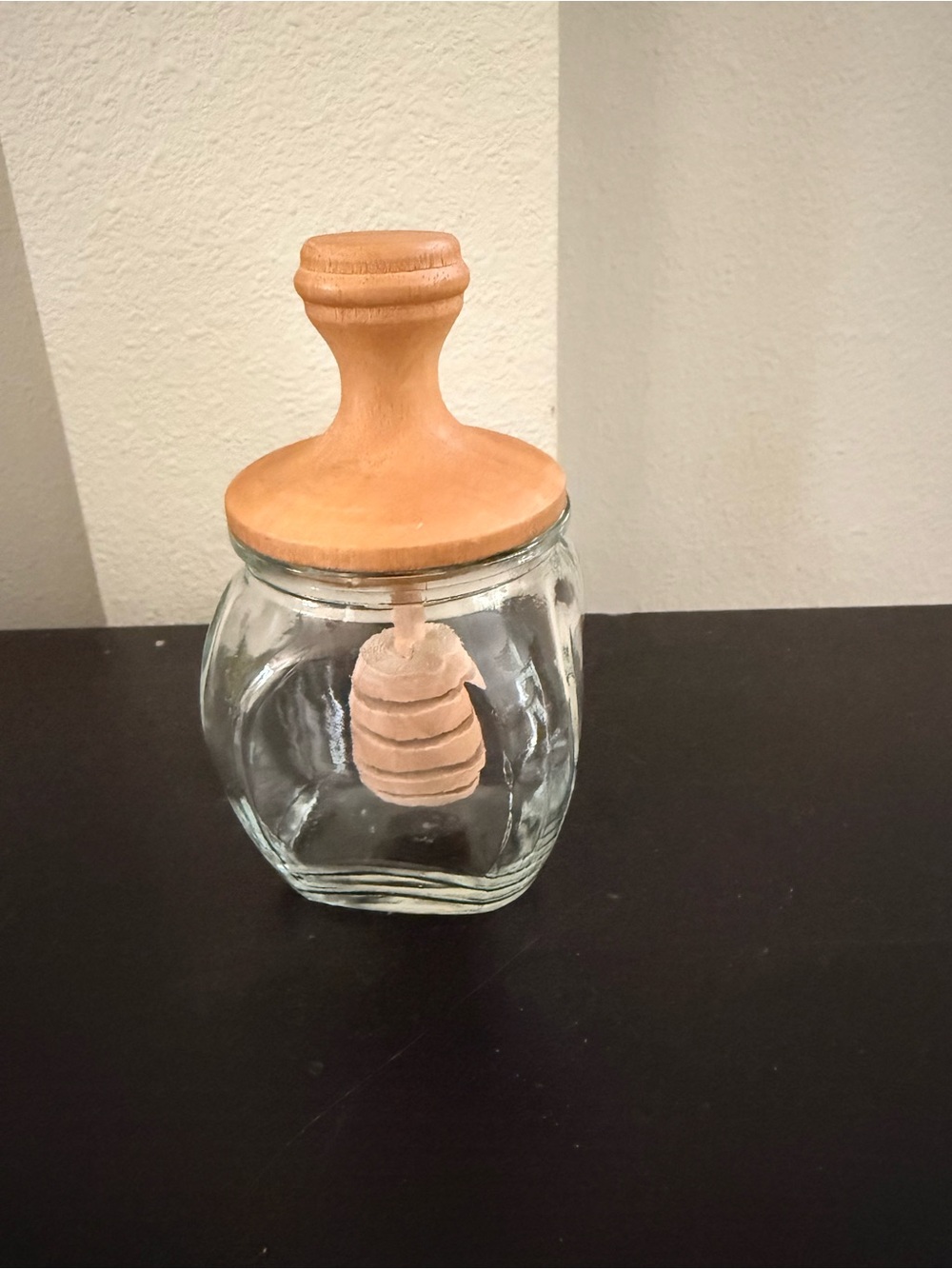 Glass Honey Jar with Wooden Dip and Lid